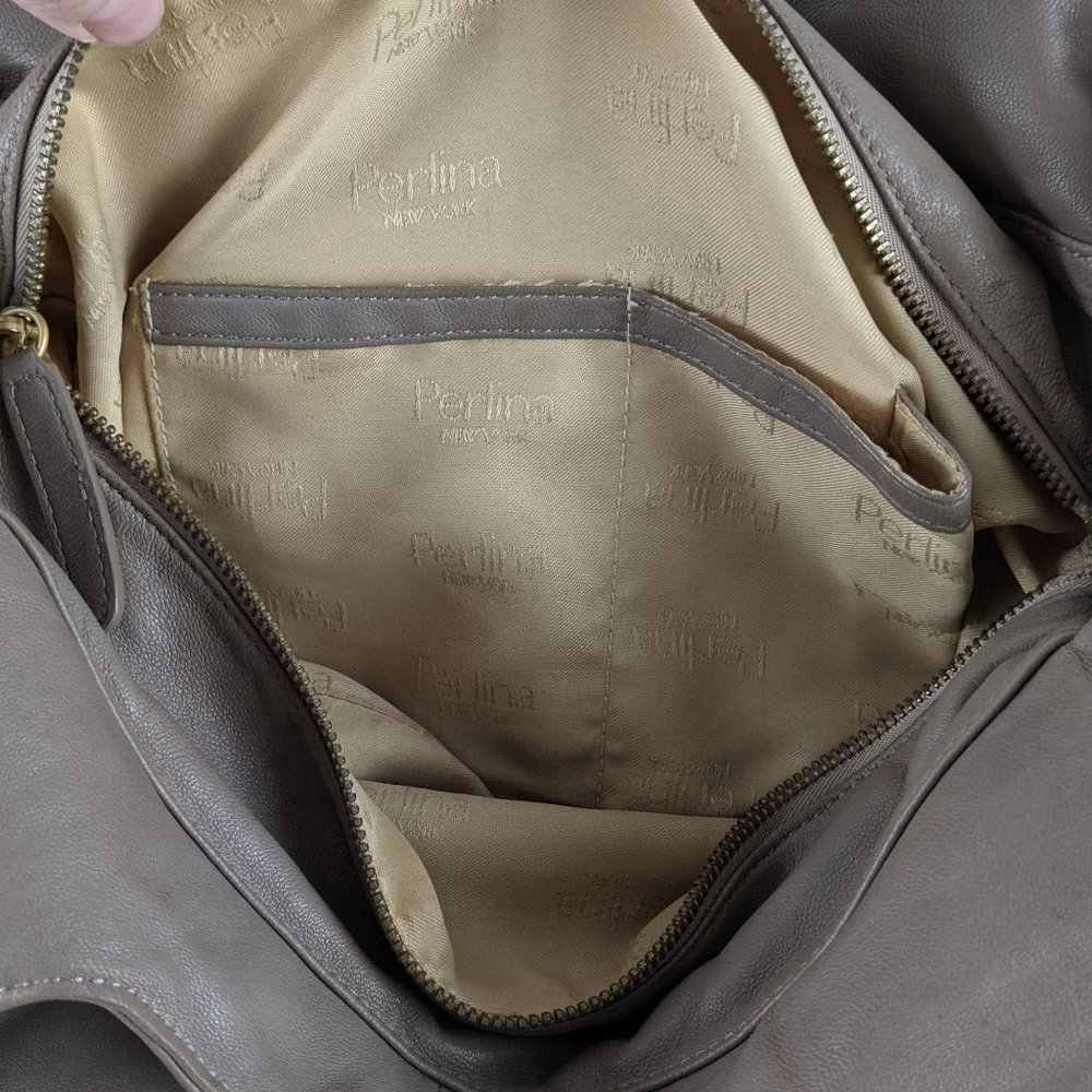 Perlina Tan Leather Braided Strap Tote - Picture 7 of 10